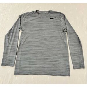 Nike Dri-FIT Mens‎ Medium Gray Space Dye Long Sleeve Training Shirt Running Top